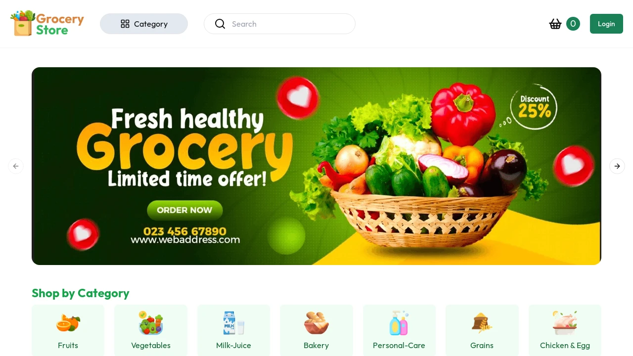 A screenshot of Online Glocery Store Next.js Tailwind Strapi